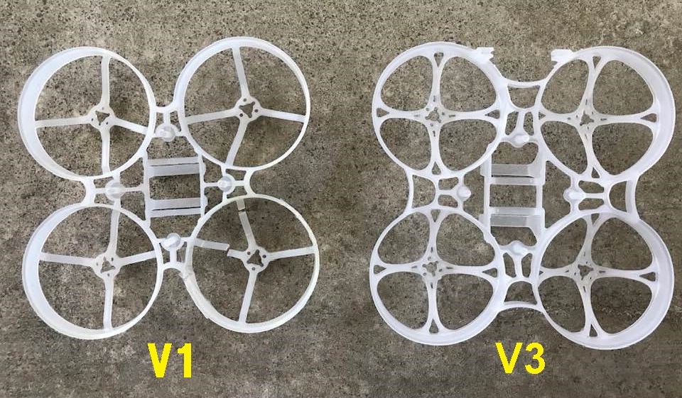 Mobula7 V1フレームとV3フレーム比較（表面）
