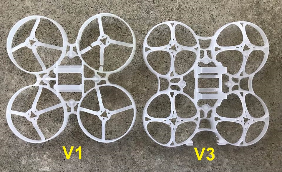Mobula7 V1フレームとV3フレーム比較（裏面）